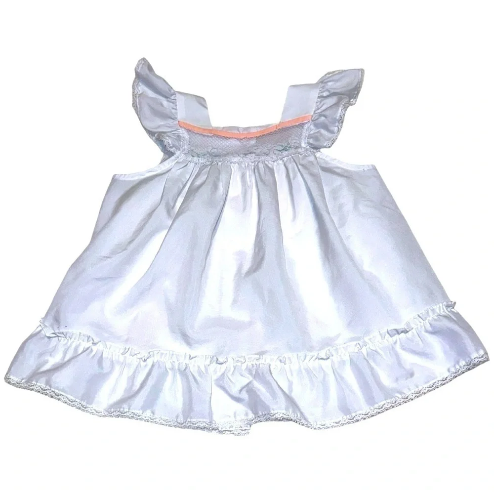 Vintage Alyssa Ruffle Sleeve Dress - Size 4, White with Pink Accent